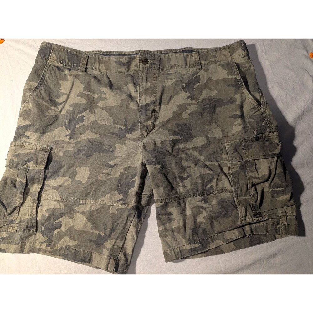 Lee Men's Gray Camouflage Cargo Shorts Canvas Cotton/Spandex Flat Front